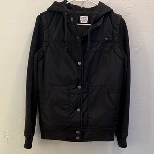 RVCA Black and Gray Hooded Jacket xs